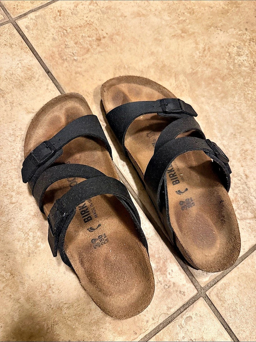 Birkenstock Florida Black & Brown Buckle Sandals
